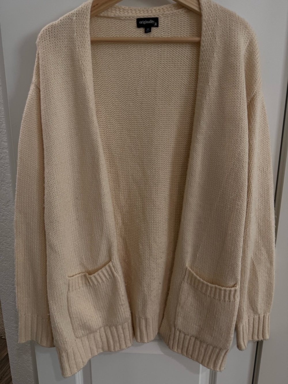 Originality Cream Open-Front Knit Cardigan